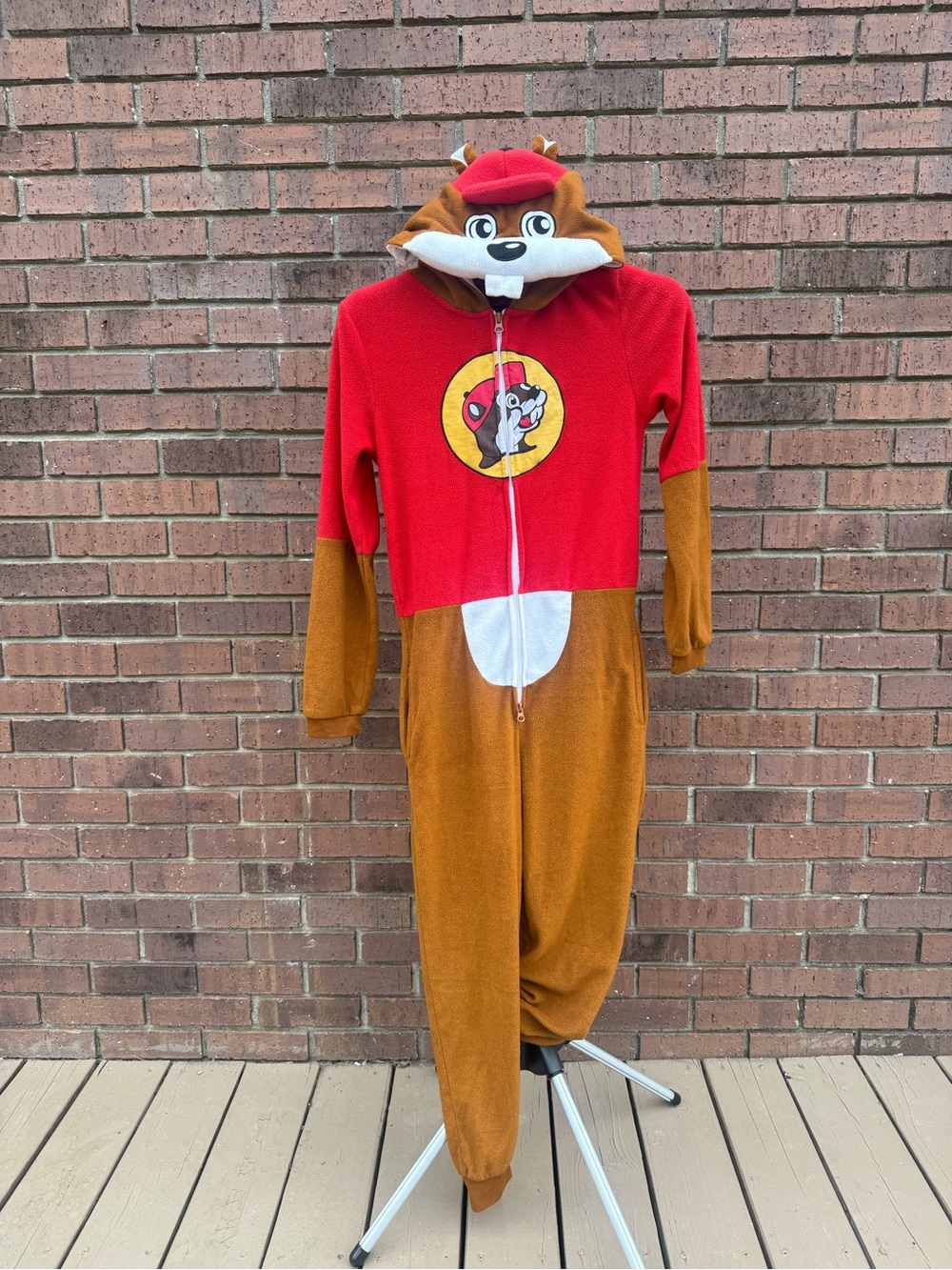 Buc-ee's Beaver Mascot Union Body Suit Costume Pajamas One Piece Youth M/L GUC